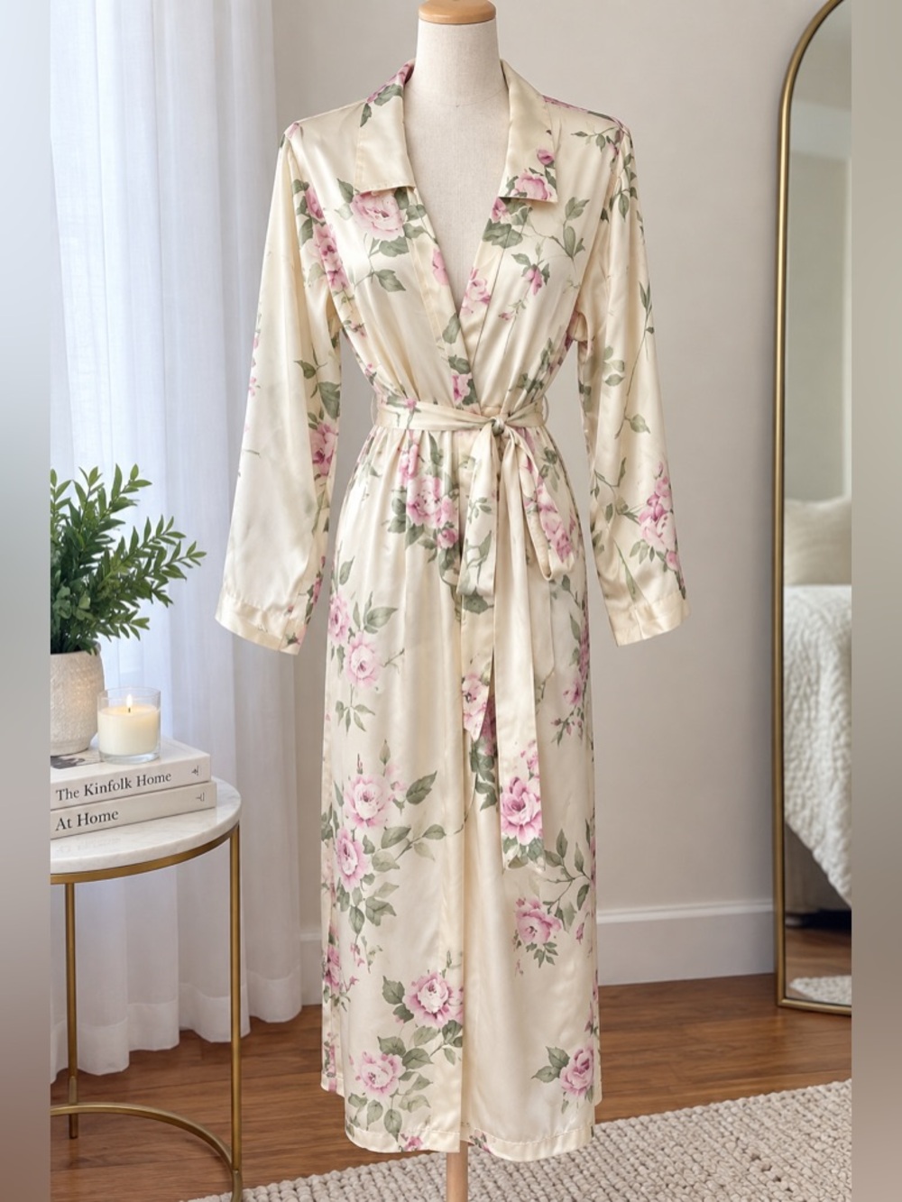Vintage Jones New York Floral Nightwear/Dress Women's Satin Robe Sz M/L